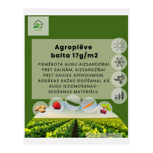 Agroplēve balta 1.6x5m 17g/m2