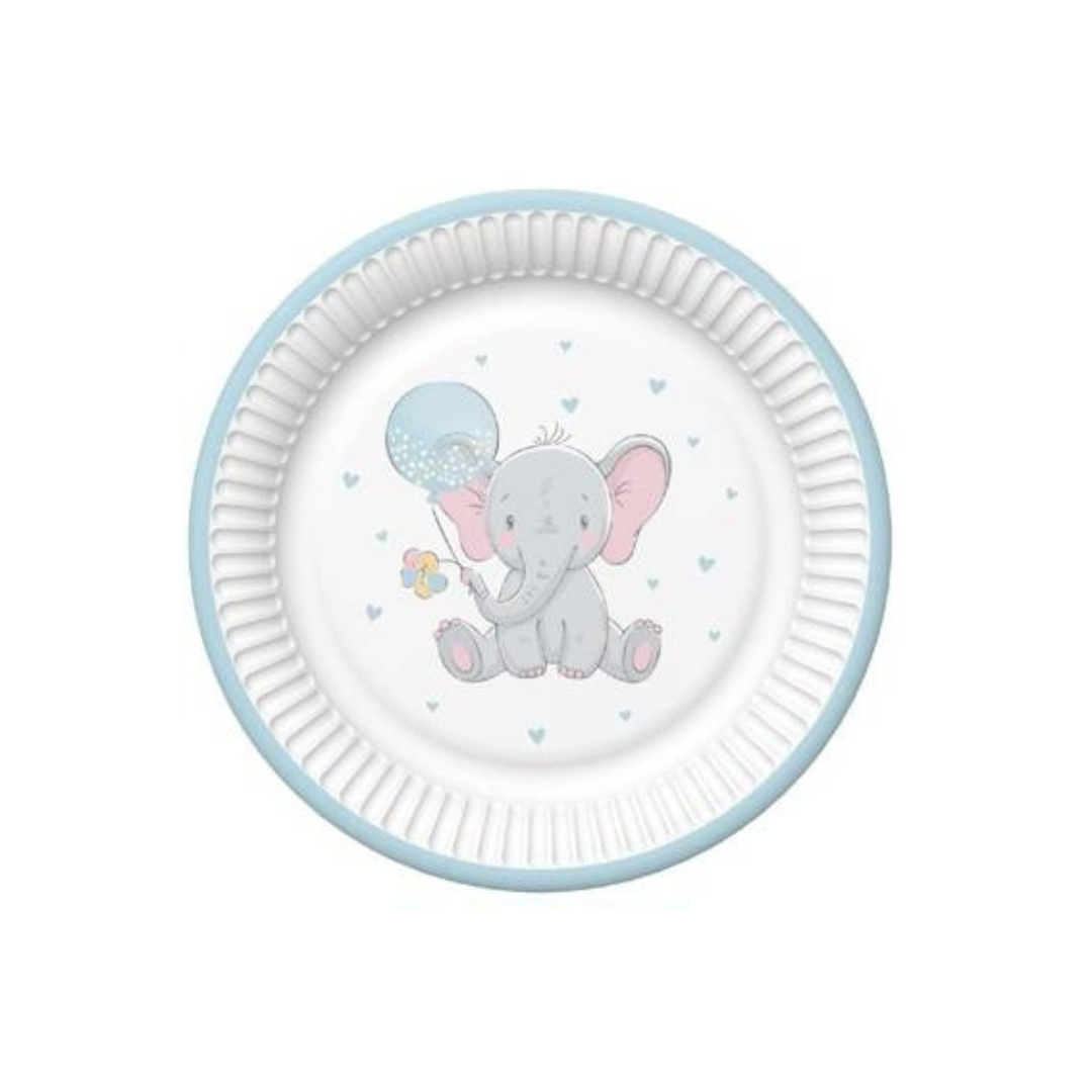 Šķīvīši bērniem Baby Elephant with Blue Balloon 18cm 1pac