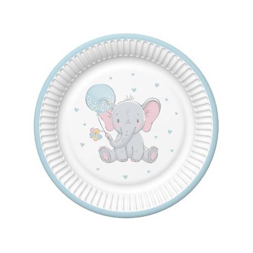 Šķīvīši bērniem Baby Elephant with Blue Balloon 18cm 1pac