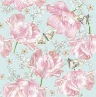 Salvetes puķes Pink Tulips with Butterflies 1pac