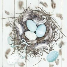 Salvetes Lieldienas Pastel Blue Eggs in Natural Nest 1pac